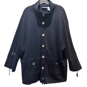 LIz & Me Navy Blue Women’s Cotton Button-up Jacket Tab Rollup Sleeves - Size 4X